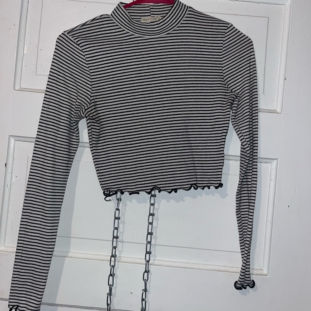 Heart & Hips striped ruffle crop top